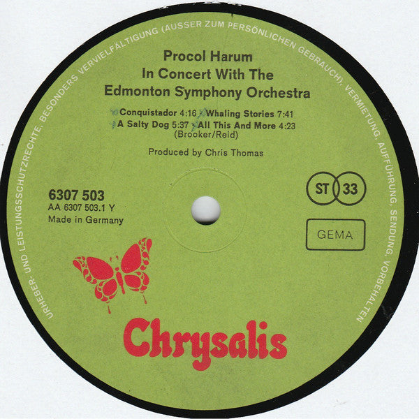 Procol Harum In Concert With The Edmonton Symphony Orchestra : Live (LP, Album, RE, Gre)