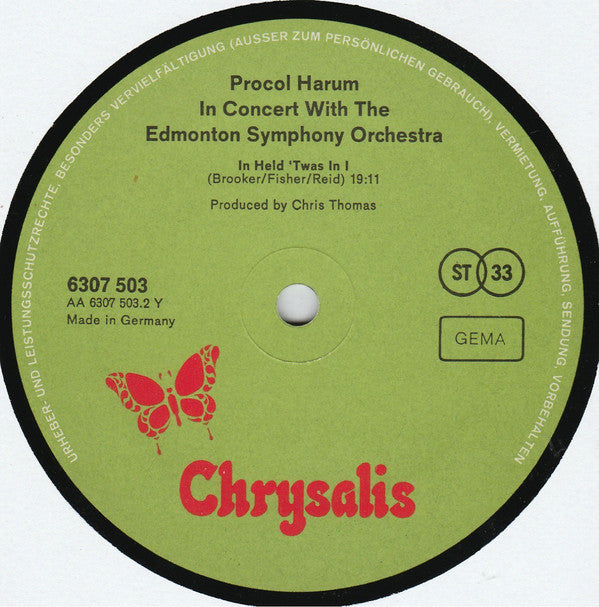 Procol Harum In Concert With The Edmonton Symphony Orchestra : Live (LP, Album, RE, Gre)