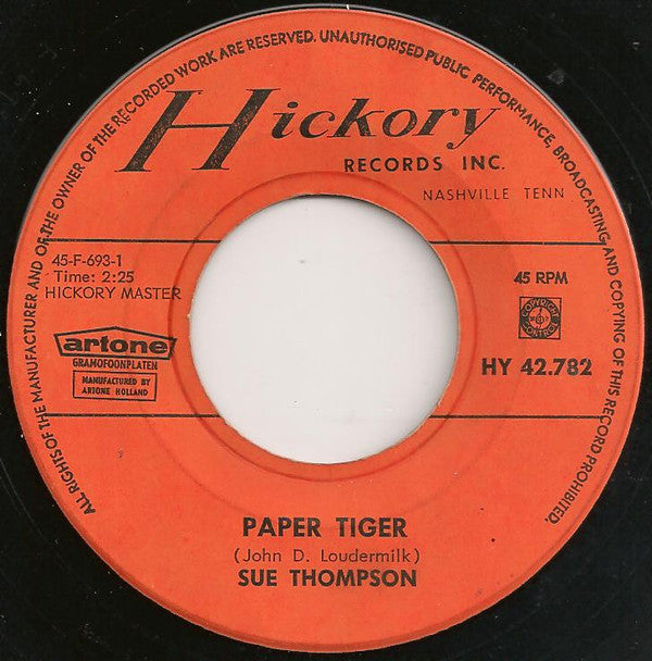 Sue Thompson : Paper Tiger (7", Single)