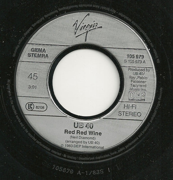 UB40 : Red Red Wine (7", Single)