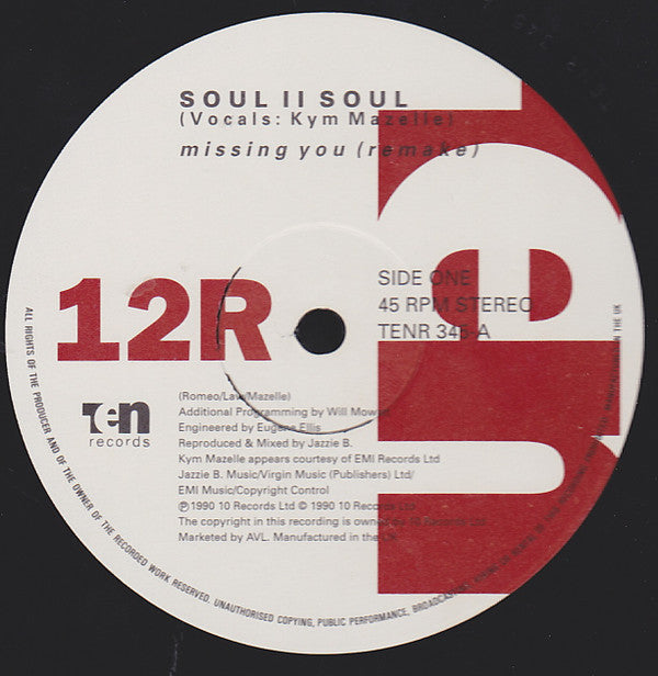 Soul II Soul : Missing You (Remix) (12")