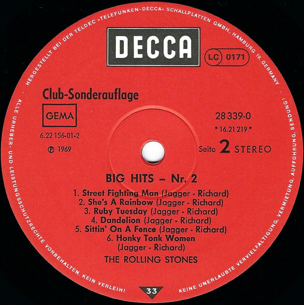The Rolling Stones : Big Hits 2 (LP, Comp, Club, RE, S/Edition)