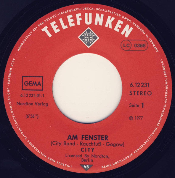 City (3) : Am Fenster (7", Single)