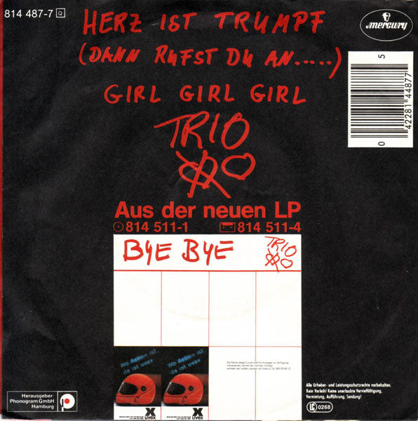 Trio : Herz Ist Trumpf (Dann Rufst Du An.....) (7", Single)