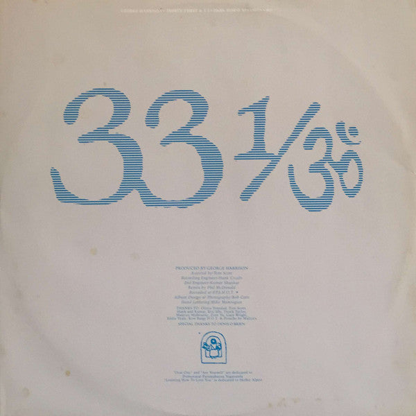 George Harrison : Thirty Three & 1/3 (LP, Album, Gat)
