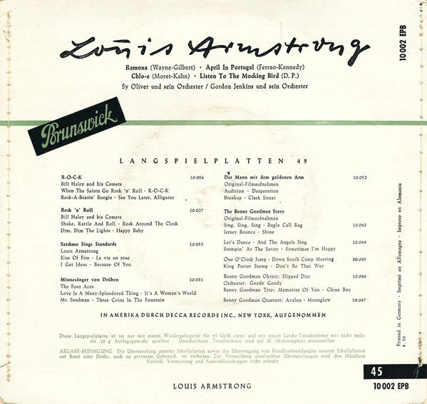 Louis Armstrong : Ramona (7", EP, Mono, RP)