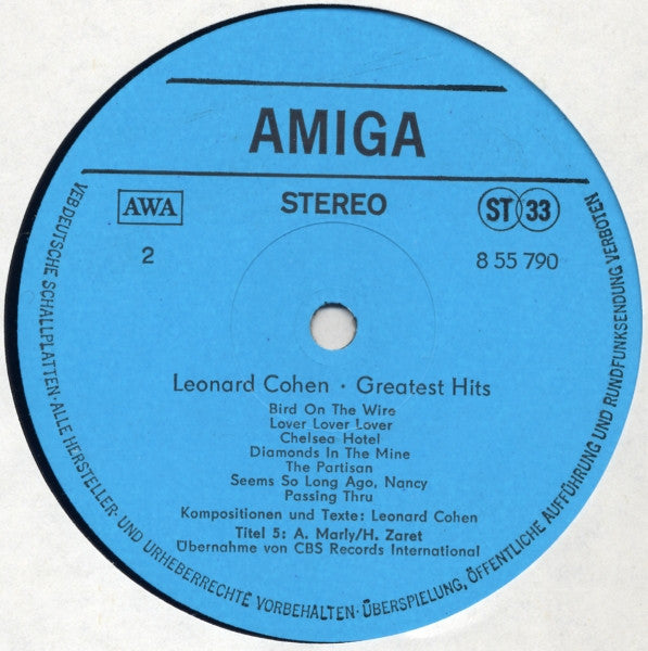 Leonard Cohen : Greatest Hits (LP, Comp)