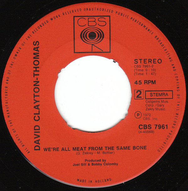David Clayton-Thomas : Sing A Song (7", Single)