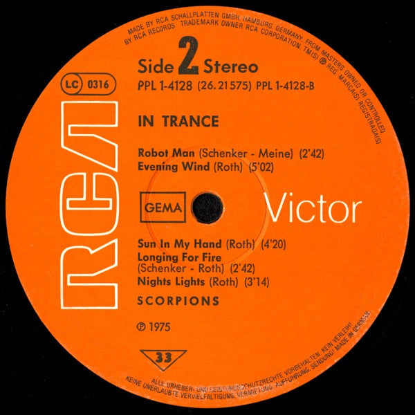 Scorpions : In Trance (LP, Album, RE, RP)