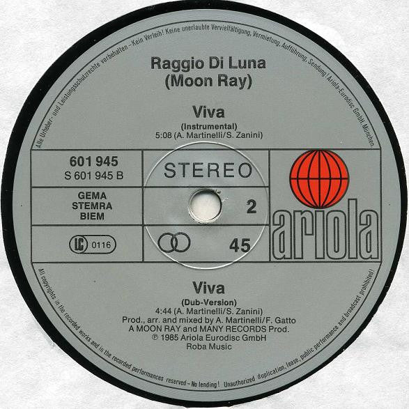 Moon Ray (Raggio Di Luna)* : Viva (12", Maxi)