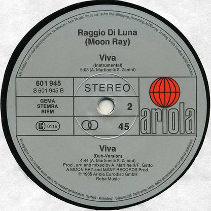 Moon Ray (Raggio Di Luna)* : Viva (12", Maxi)