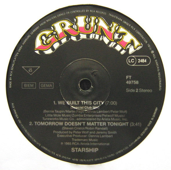 Starship (2) : Nothing's Gonna Stop Us Now (12", Maxi)