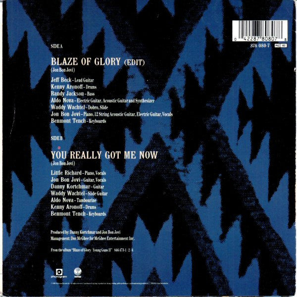 Jon Bon Jovi : Blaze Of Glory (7", Single)