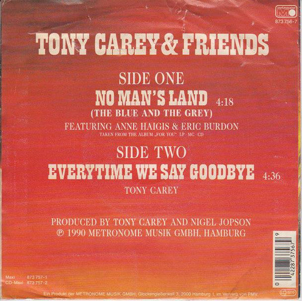 Tony Carey & Friends Of Tony Carey : No Man's Land (7")