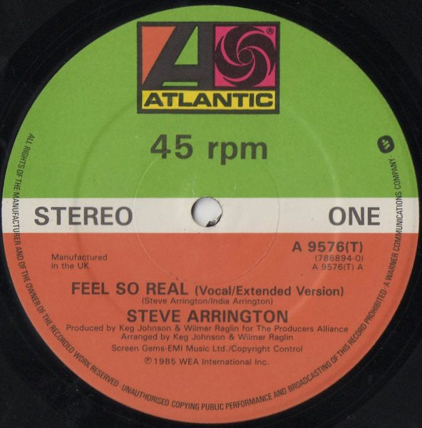 Steve Arrington : Feel So Real (12", Single, Dam)