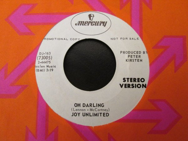 Joy Unlimited : Oh Darling (7", Single, Mono, Promo)
