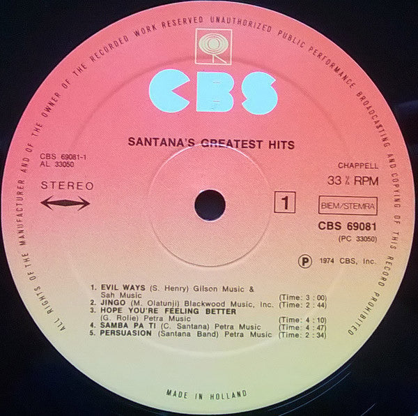 Santana : Santana's Greatest Hits (LP, Comp, RP)
