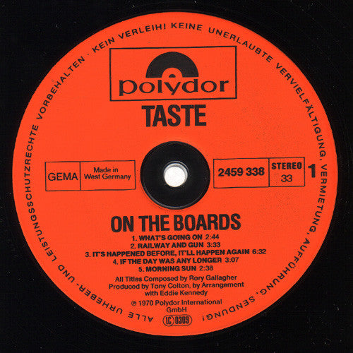 Taste (2) : On The Boards (LP, Album, RE)