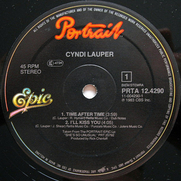 Cyndi Lauper : Time After Time (12", Maxi)