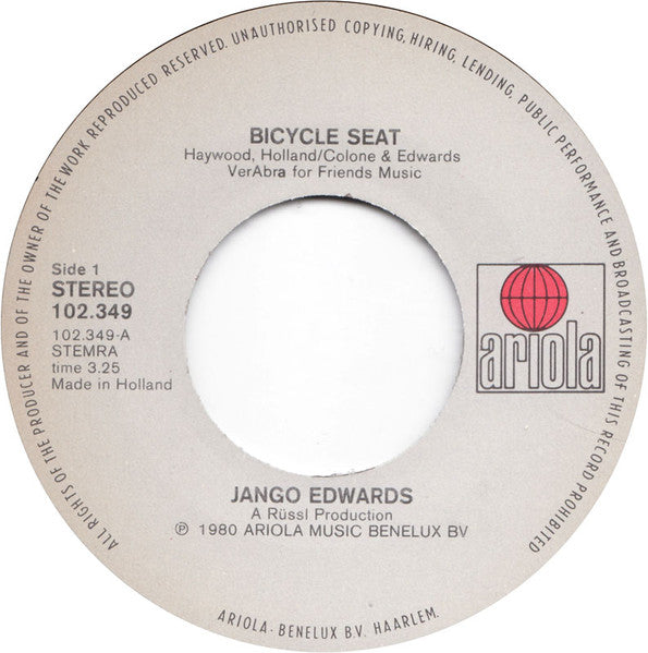 Jango Edwards & Friends Roadshow : Bicycle Seat (7", Single)