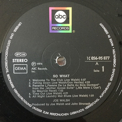 Joe Walsh : So What (LP, Album)