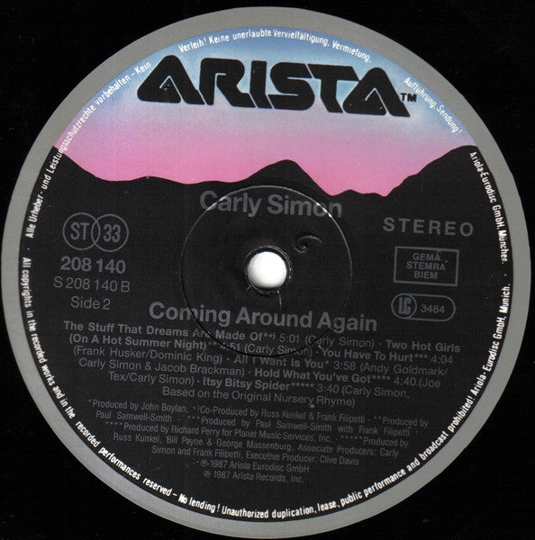 Carly Simon : Coming Around Again (LP, Album)