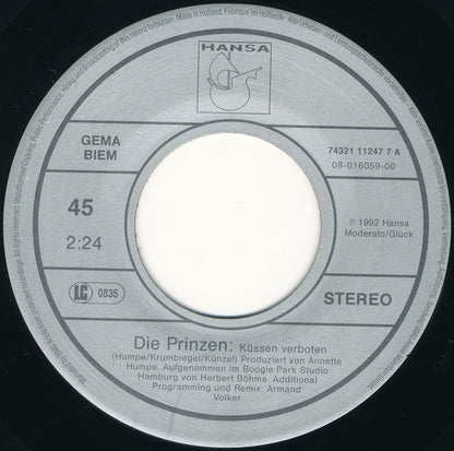 Die Prinzen : Küssen Verboten (7", Single)