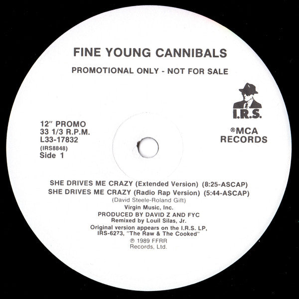 Fine Young Cannibals : She Drives Me Crazy (12", Promo)