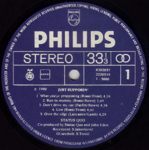 Status Quo : Just Supposin'... (LP, Album, RE)