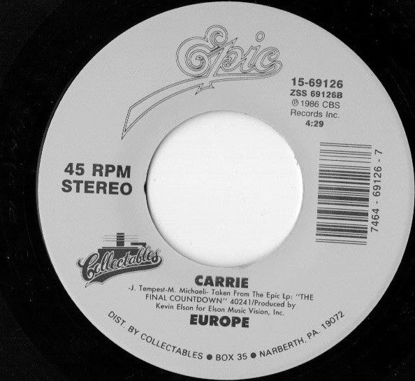 Europe (2) : The Final Countdown / Carrie (7", Single, RE)