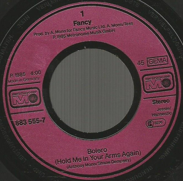 Fancy : Bolero (Hold Me In Your Arms Again) (7", Single)