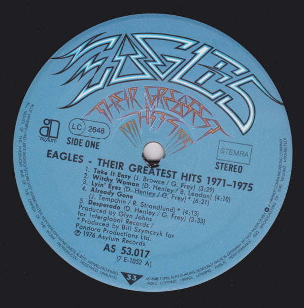 Eagles : Their Greatest Hits 1971-1975 (LP, Album, Comp, Emb)