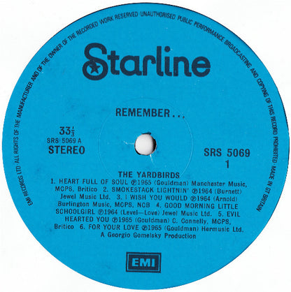 The Yardbirds : Remember... The Yardbirds (LP, Comp, RP)