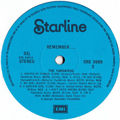 The Yardbirds : Remember... The Yardbirds (LP, Comp, RP)