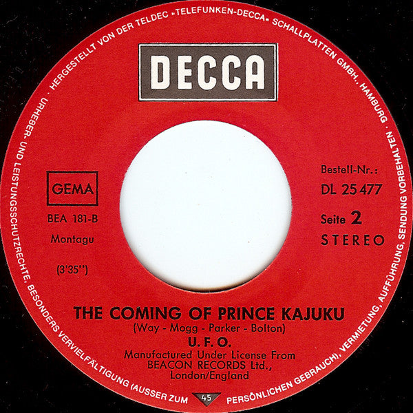 UFO (5) : Prince Kajuku / The Coming Of Prince Kajuku (7", Single)