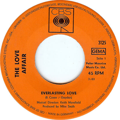 The Love Affair : Everlasting Love (7", Single)