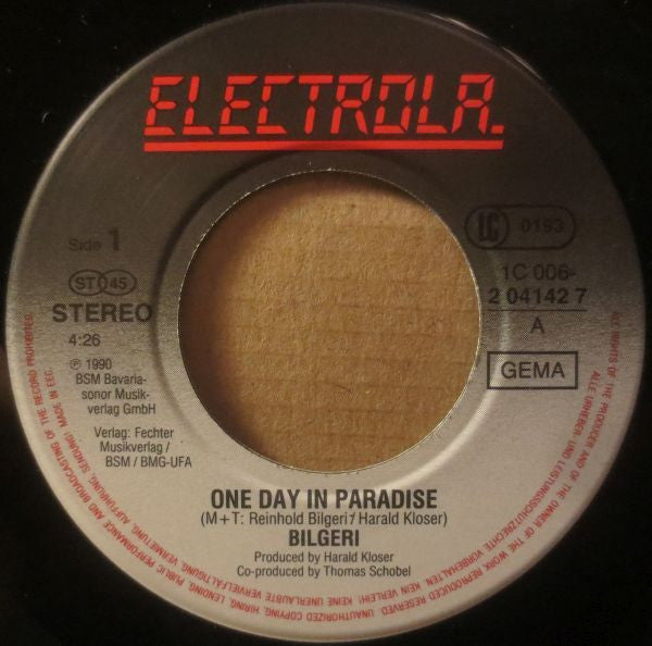 Bilgeri : One Day In Paradise (7", Single)