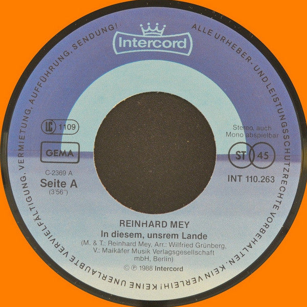 Reinhard Mey : In Diesem, Unsrem Lande / Bei Hempels Unterm Bett (7", Single)