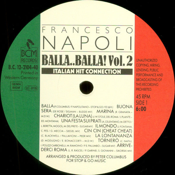 Francesco Napoli : Balla..Balla! Vol. 2 - Italian Hit Connection (12")