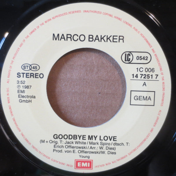 Marco Bakker : Goodbye My Love (7", Single)
