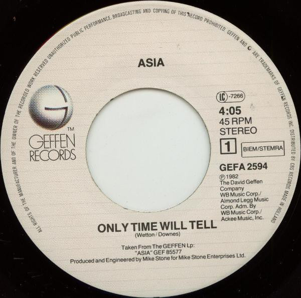 Asia (2) : Only Time Will Tell (7", Single)
