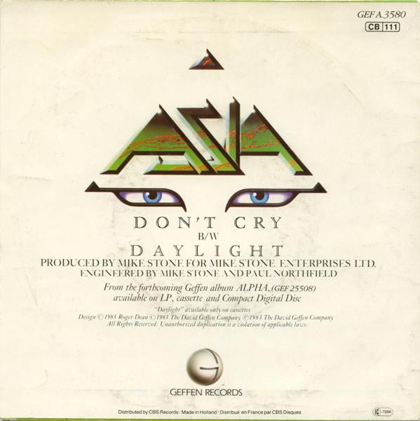 Asia (2) : Don't Cry (7", Single)