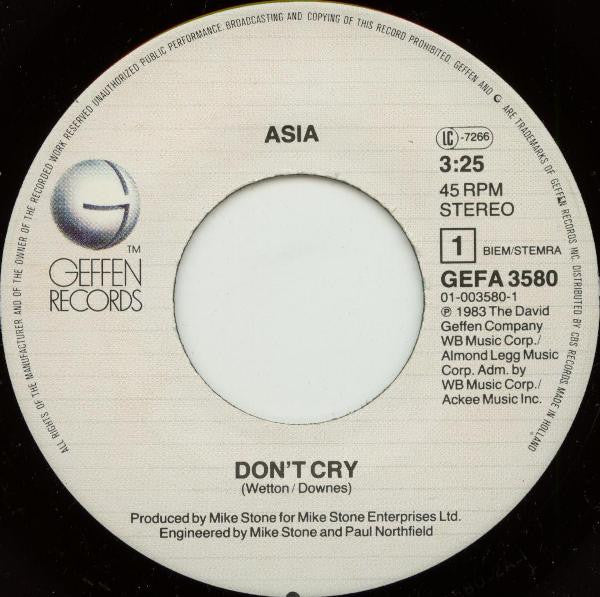 Asia (2) : Don't Cry (7", Single)