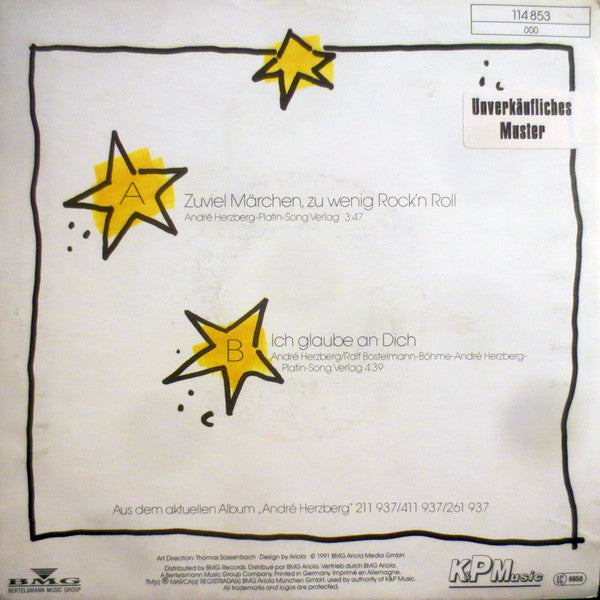 André Herzberg : Zuviel Märchen, Zu Wenig Rock'n Roll (7", Single)