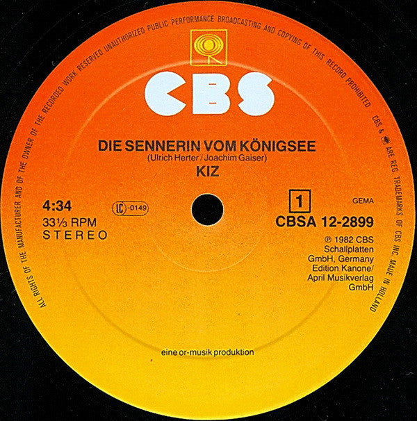 Kiz : Die Sennerin Vom Königsee (Lange Version) (12")