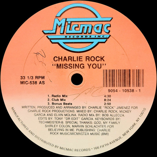 Charlie Rock : Missing You (12", Single)
