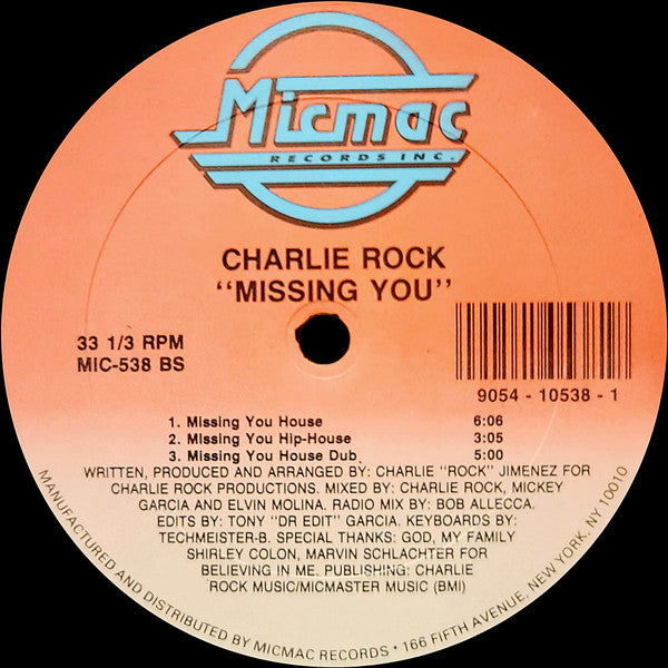 Charlie Rock : Missing You (12", Single)