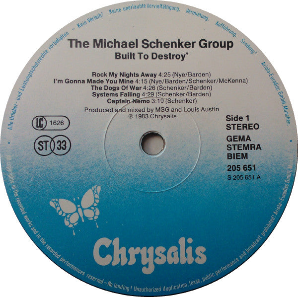 The Michael Schenker Group : Built To Destroy (LP, Album)