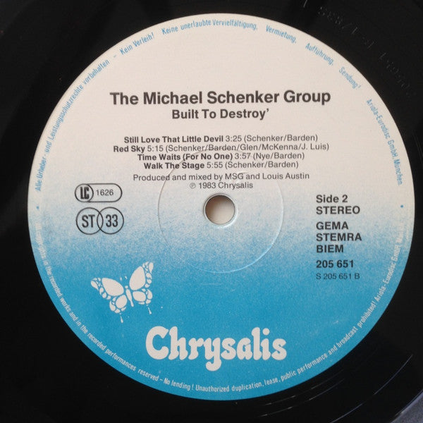 The Michael Schenker Group : Built To Destroy (LP, Album)