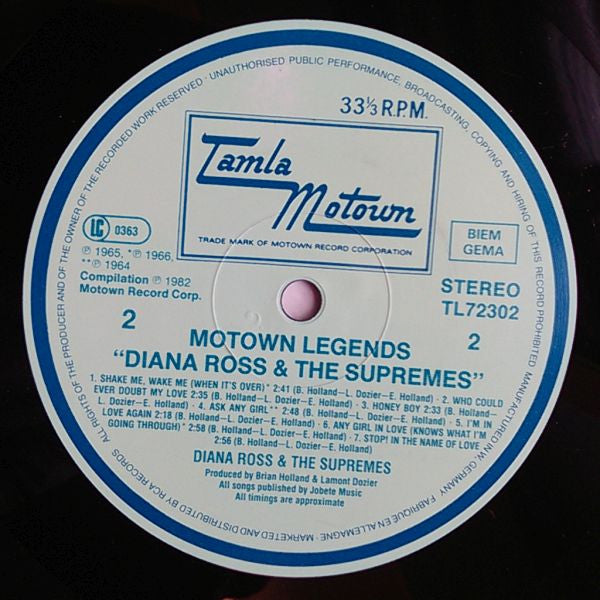 Diana Ross & The Supremes* : Motown Legends (LP, Comp, RE)